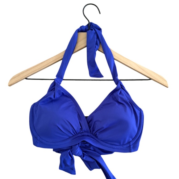 NWOT Athleta Bra Cup Wrap Halter Bikini Top Swimsuit in Yacht Blue - Picture 5 of 5